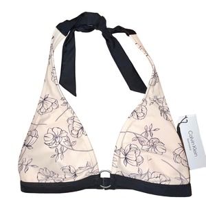 Calvin Klein Printed Halter Bikini Top Women's Swimsuit Small